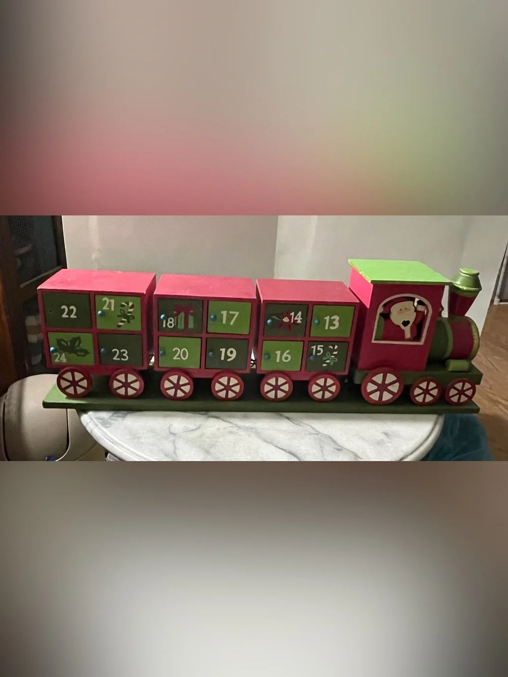 Rare Vintage Solid Wooden Train 25 Days Hope Chest to Christmas 23.5”